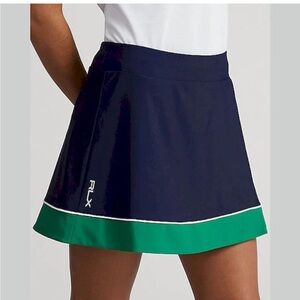 RLX Ralph Lauren Womens Golf Tennis Faux Wrap Mini Skort Size XS Navy Green